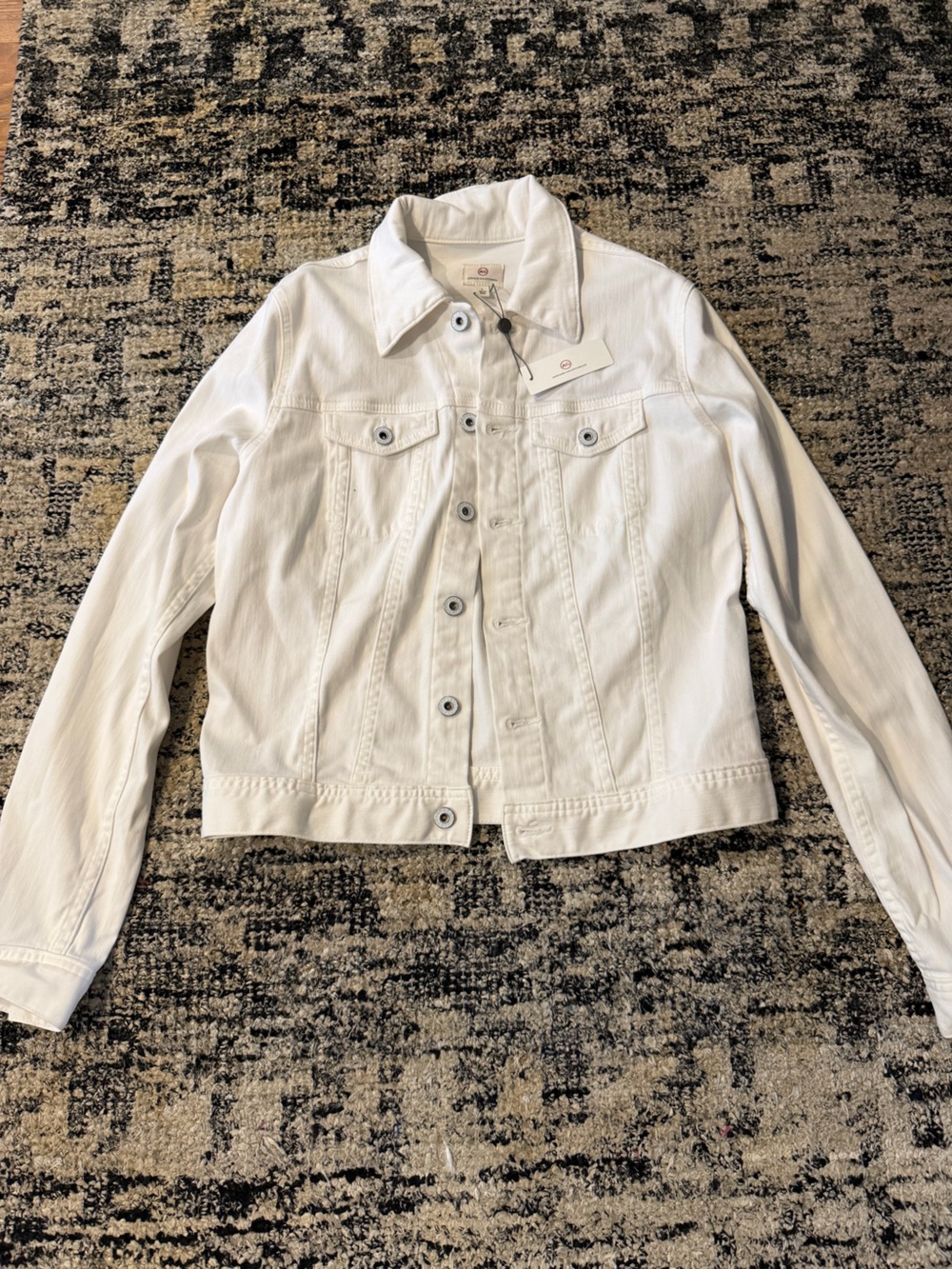 AG Adriano Goldschmied White Denim Trucker Jacket